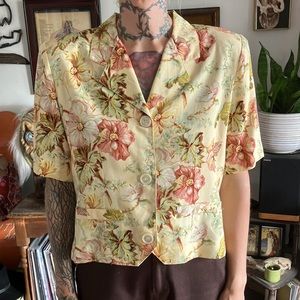Vintage Floral Short Sleeve Blazer by Susan Bristol ~ Size 8
